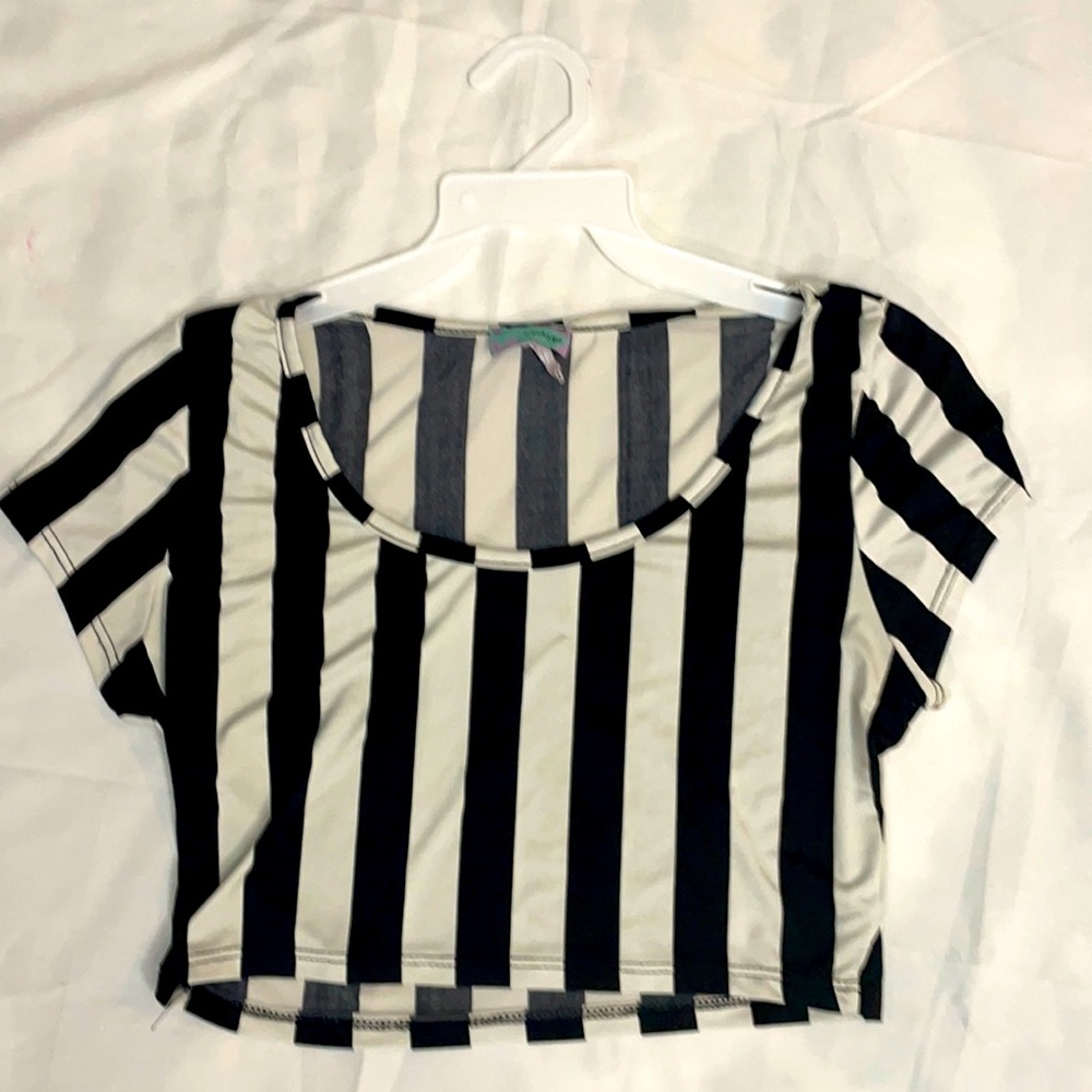 Black and white striped crop top